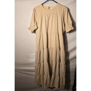 Lena & Lou Beautiful Neutral Color Dress Maxi Ruffles Womens Large L